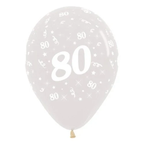 Balloons Age 80 Jewel Crystal Clear  - Pack of 6