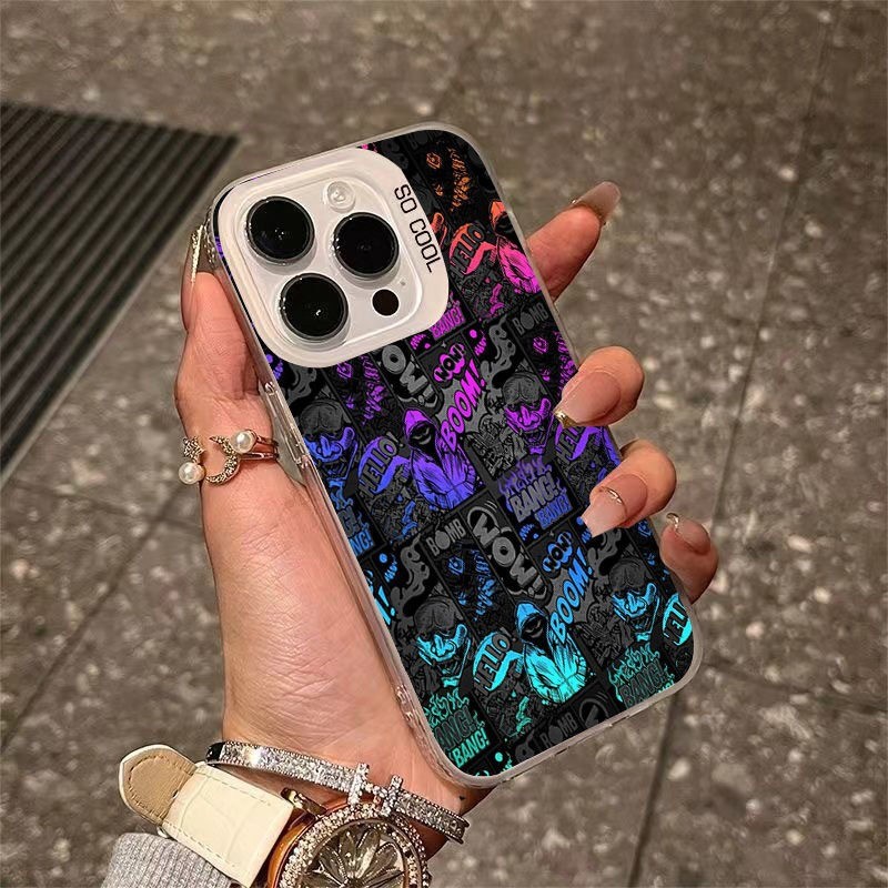 Colorful Silver Cool Graffiti Plastic Mobile Phone Shell