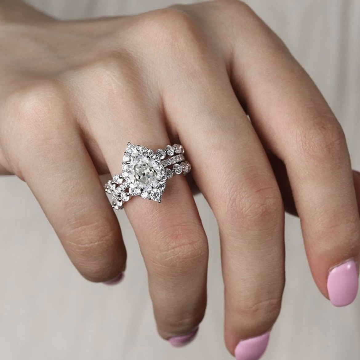 New European And American Fashion Jewelry Oval Zircon Women's Ring Set Ring