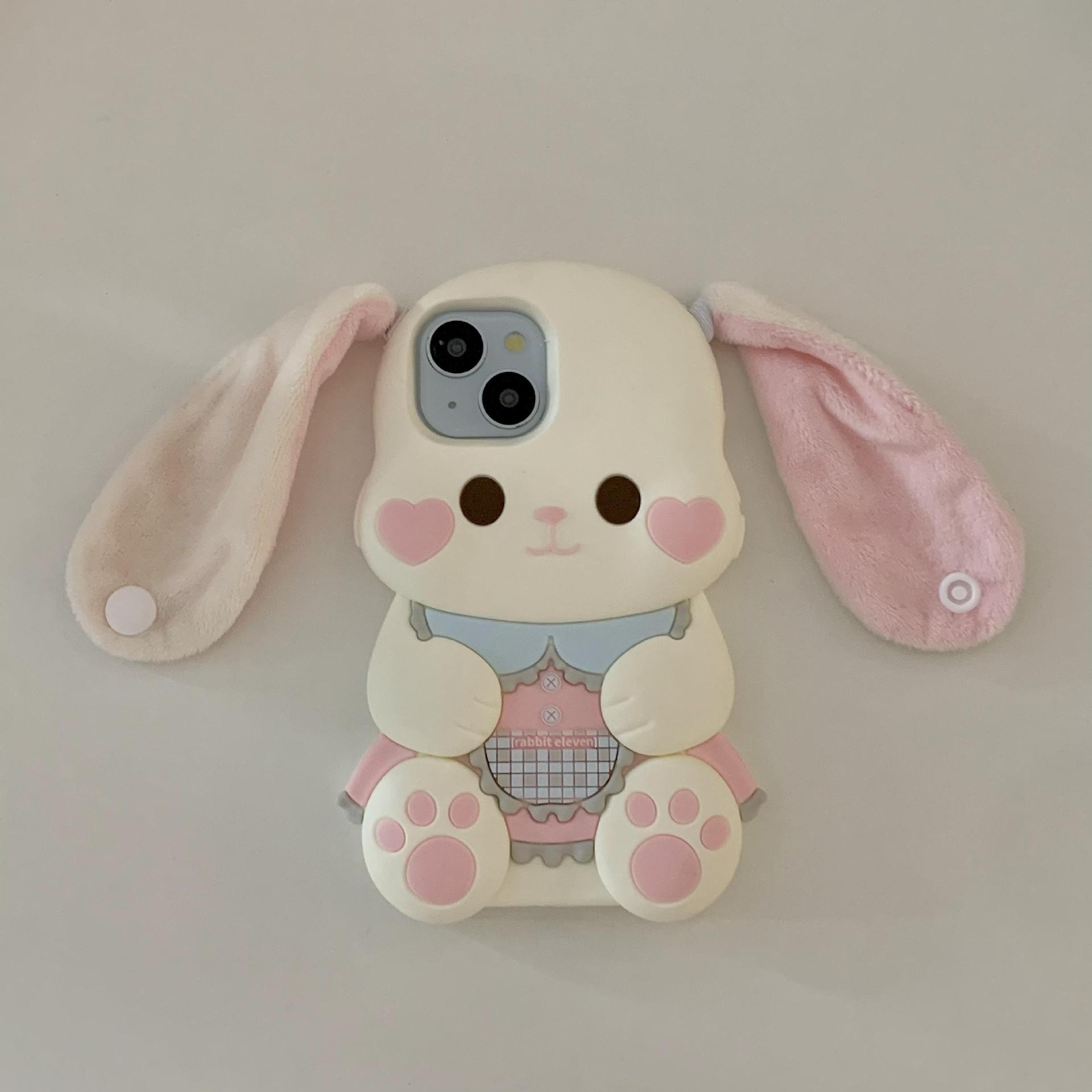 Plush Button Ear Cute Rabbit Phone Case Drop-resistant