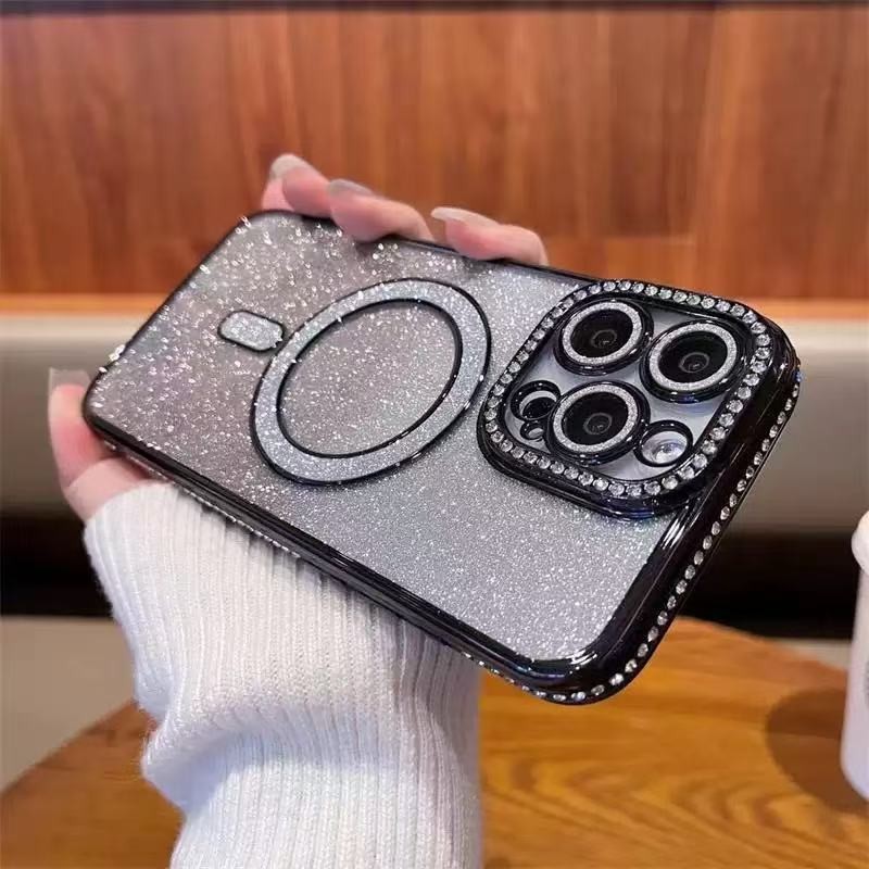 Rhinestone Glitter Magnetic Phone Case All-inclusive Drop-resistant Protective Cover