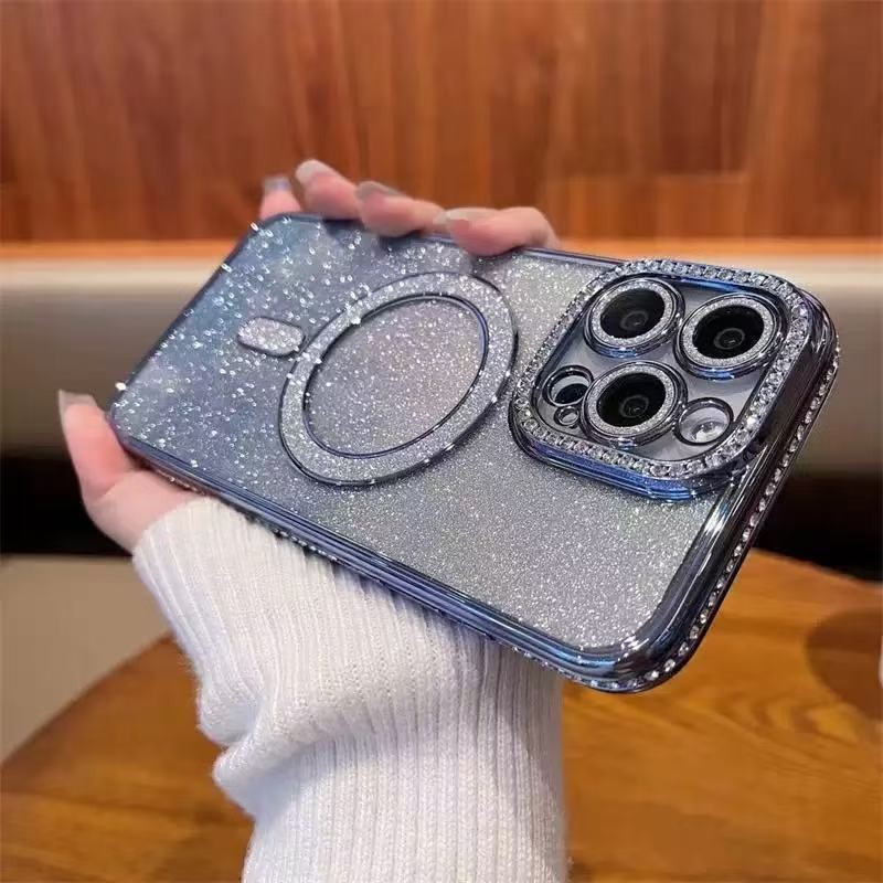 Rhinestone Glitter Magnetic Phone Case All-inclusive Drop-resistant Protective Cover