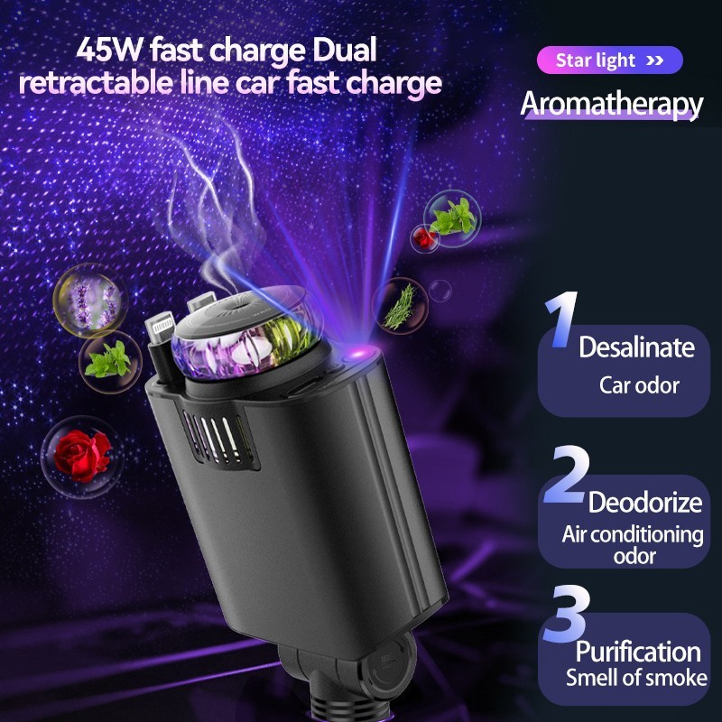 Multifunctional Purple Light Car Phone Charger