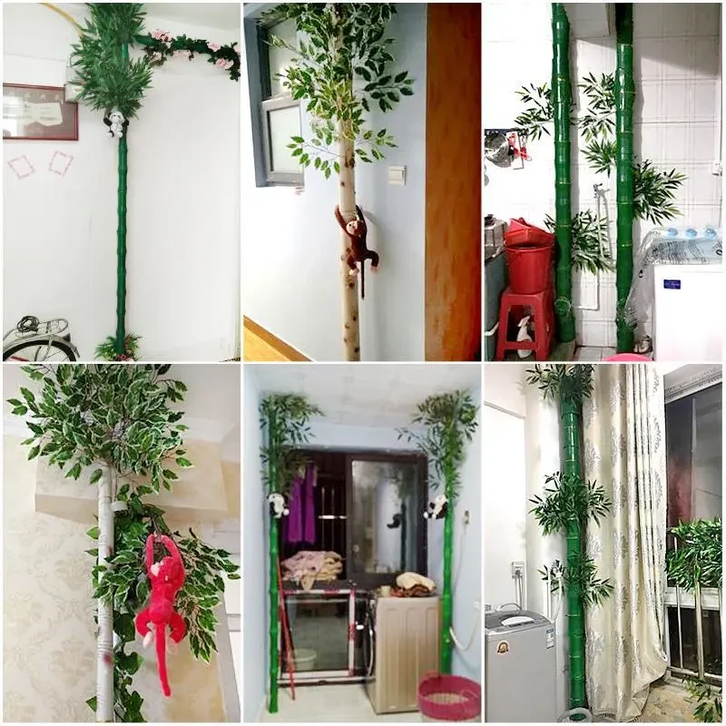 Simulated Bamboo Bark And Green Flowers