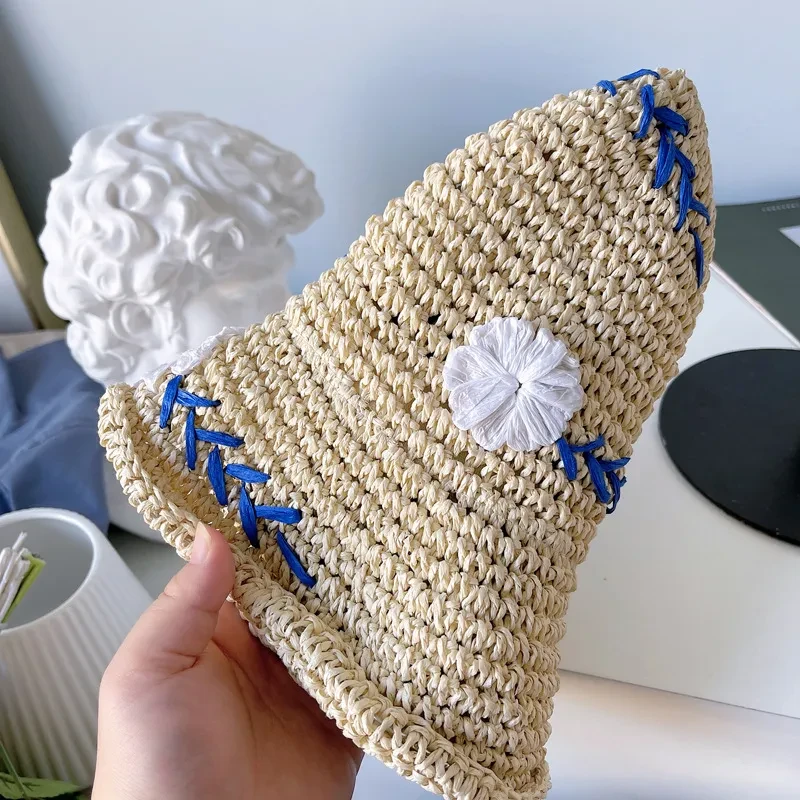 Embroidered Flowers, Sun Protection, Seaside Beach Hat
