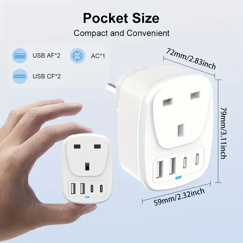 European Travel Adapter - 2 USB Type-C