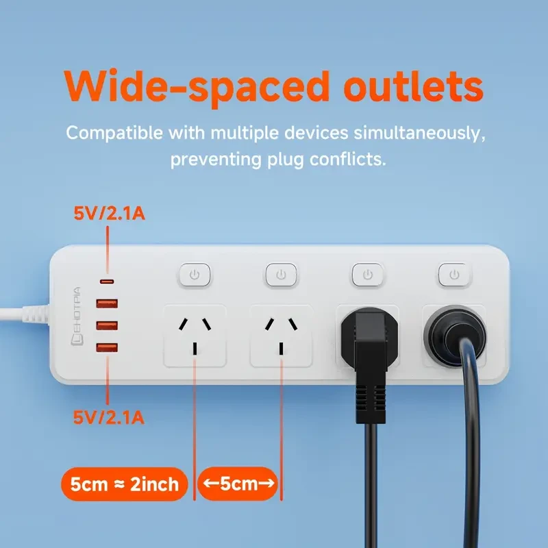8-in-1 Power Socket - 3 USB Ports