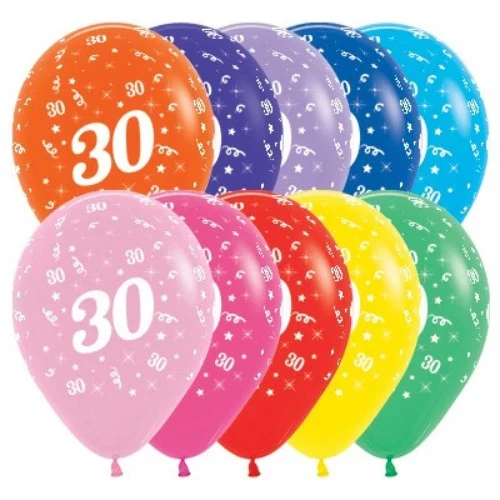 Balloons Age 30 Fashion Assortment  - Pack of 25