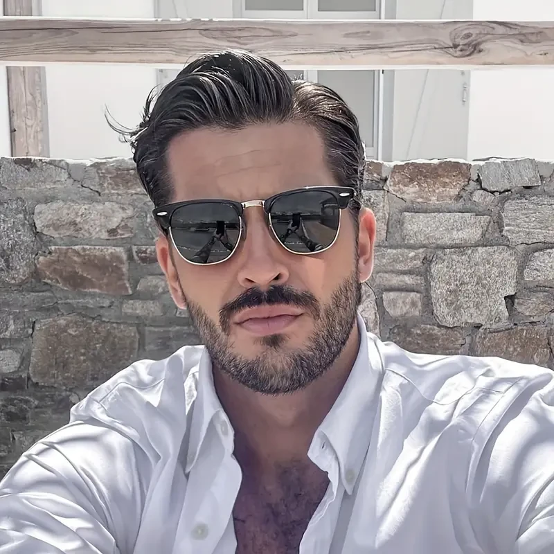 Vintage-Inspired Men's Fashion Glasses - Semi-Rimless Metal Frame