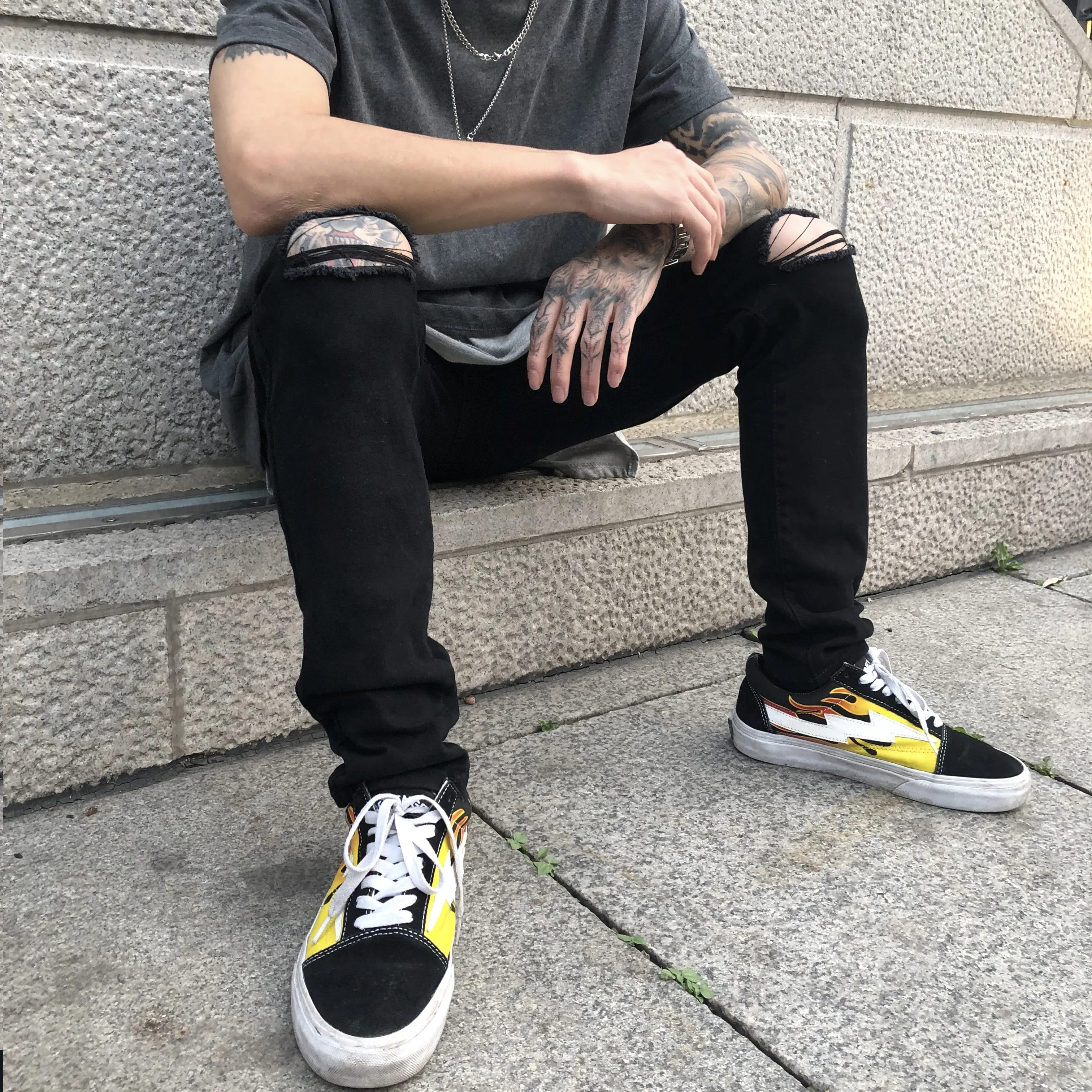 Black Ripped Boyfriend Jeans