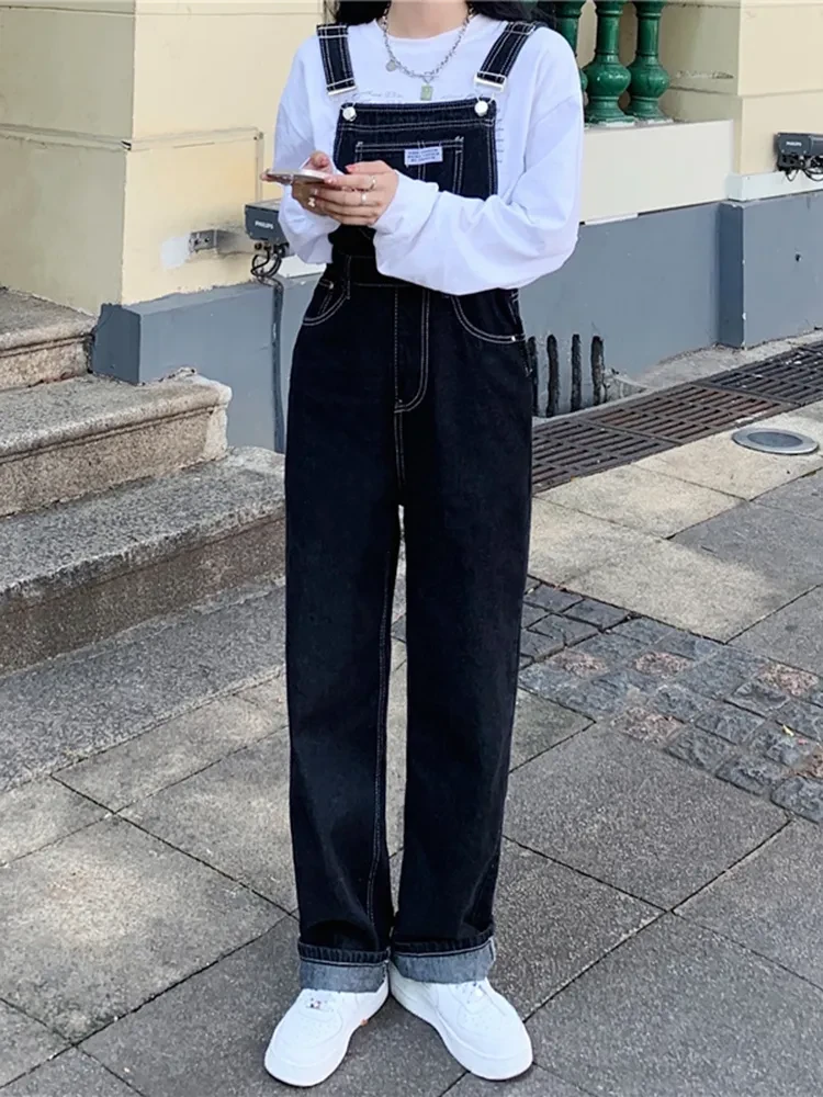 Womens Black Bib Overalls