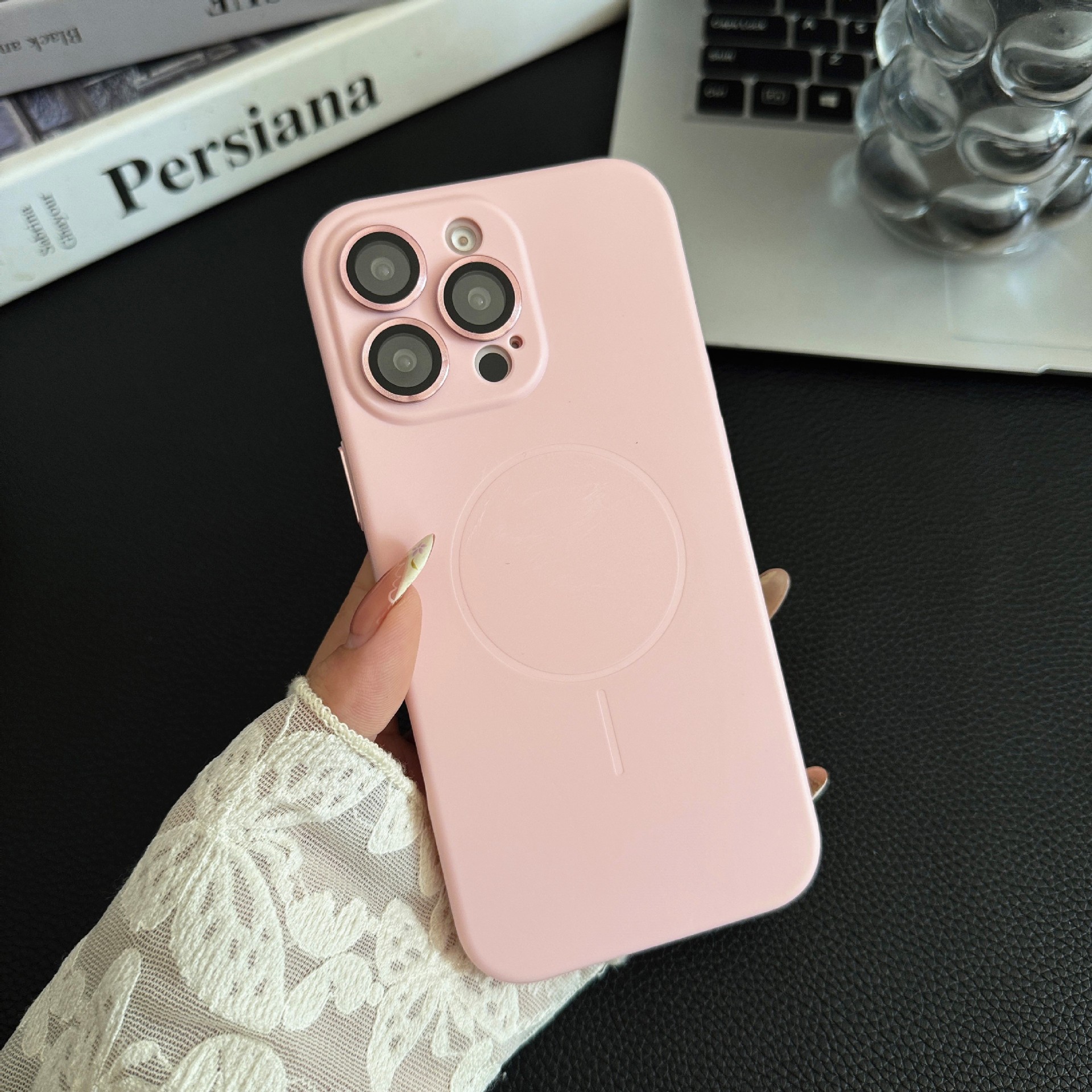 Solid Color Liquid Silicone Magnetic Phone Case