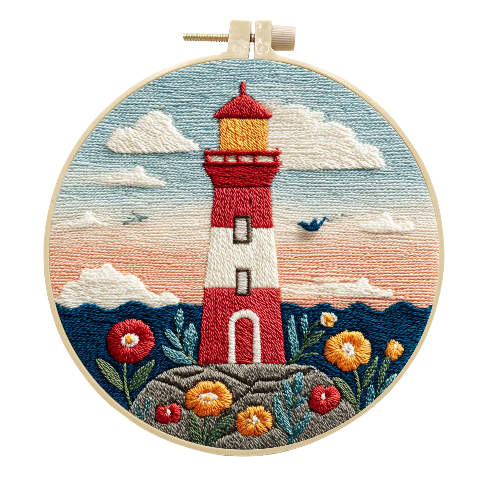Sea Lighthouse Diy Embroidery Handmade Cloth Art Material Kit Kit