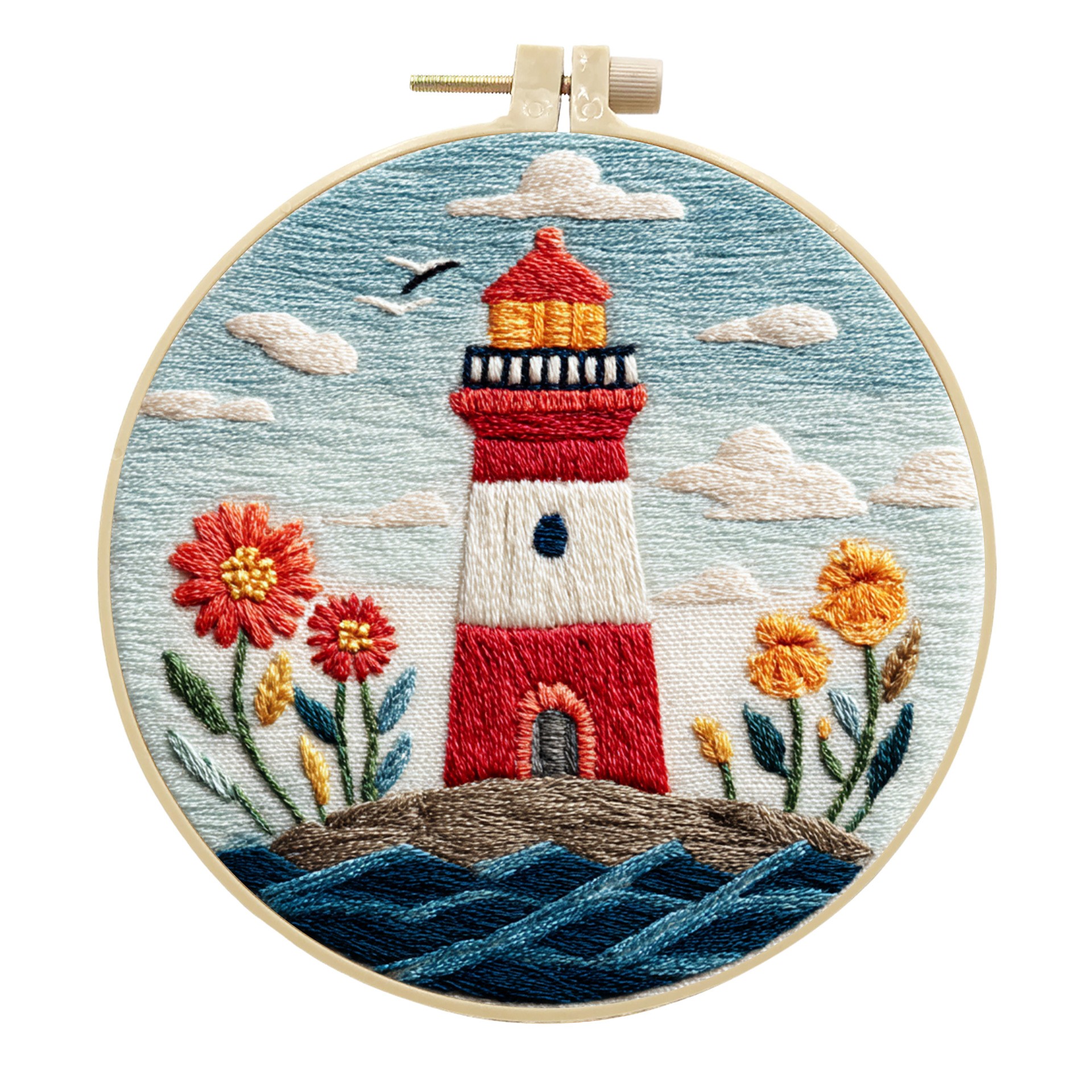 Sea Lighthouse Diy Embroidery Handmade Cloth Art Material Kit Kit