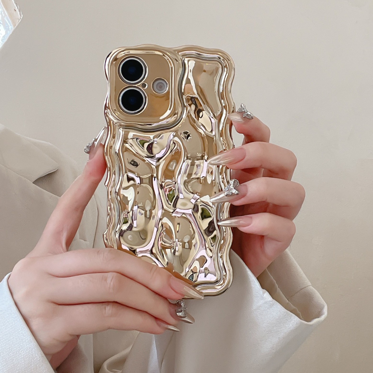 Ins Niche Water Ripple For 17pro Max Phone Case