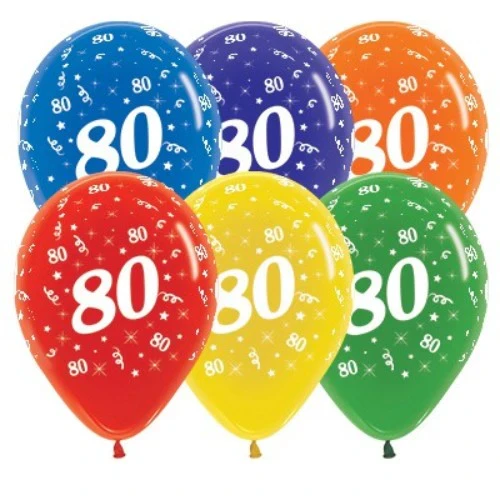 Balloons Age 80 Jewel Crystal Assortment  - Pack of 25