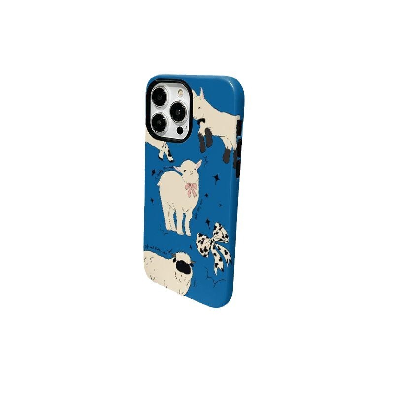 Double-Layer Two-in-one Film Blue Lamb Phone Case
