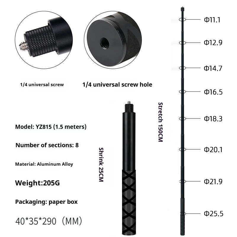 360 Selfie Stick Panoramic Camera Rotating Handle Time Extension Rod