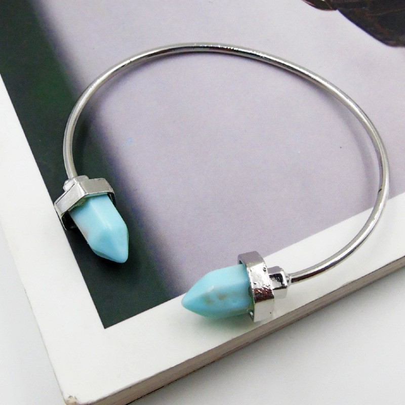 Fashion Simple Bullet Marbling Turquoise Open-ended Bracelet