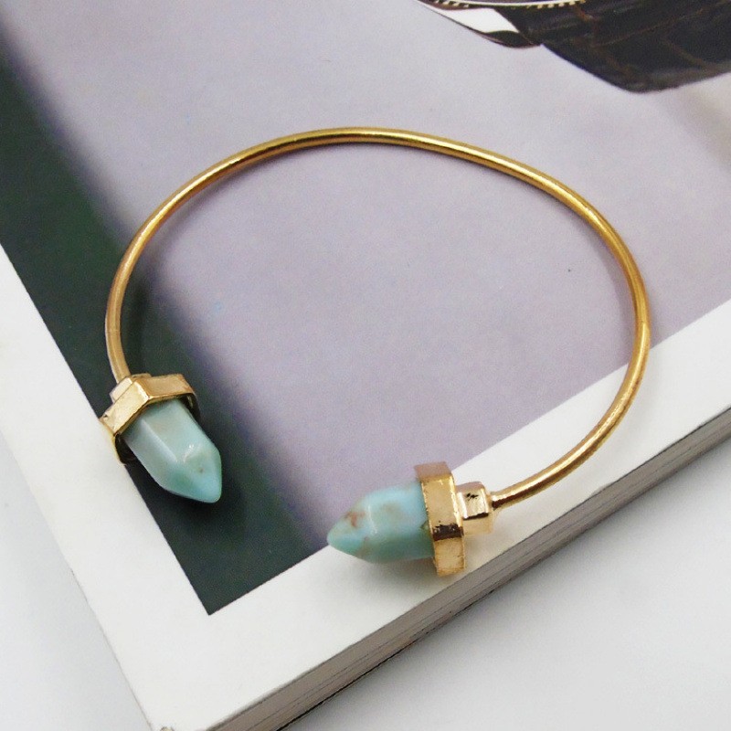 Fashion Simple Bullet Marbling Turquoise Open-ended Bracelet
