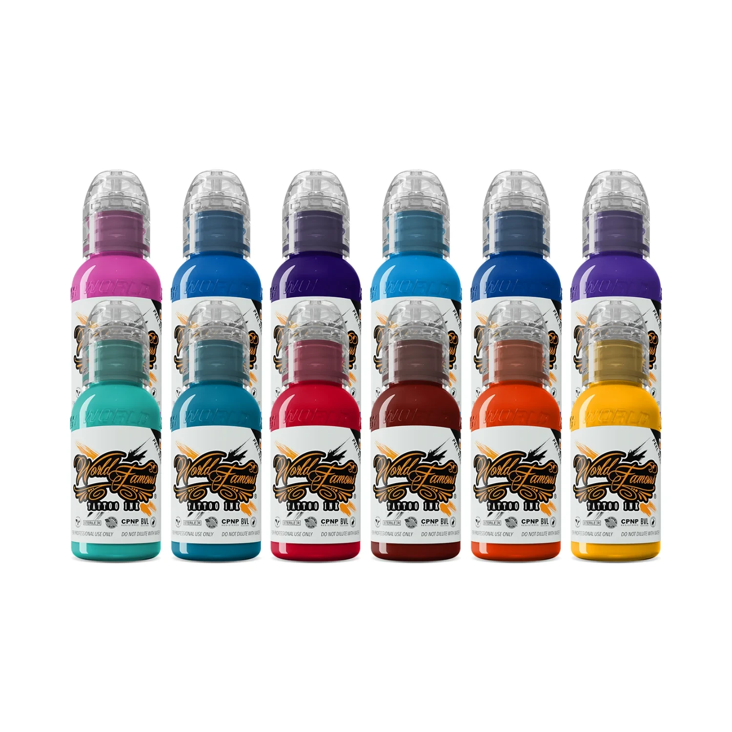 12 Color Primary Set #2 World Famous Tattoo Ink 1oz