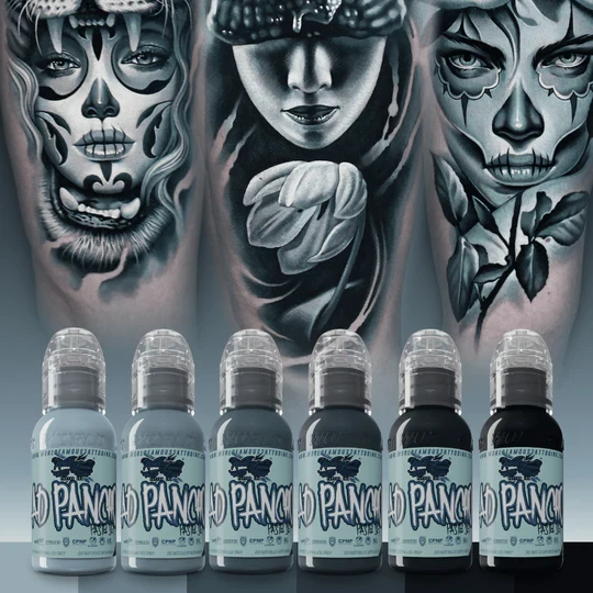 A.D Pancho Pastel Grey Set World Famous Tattoo Ink Pick Size