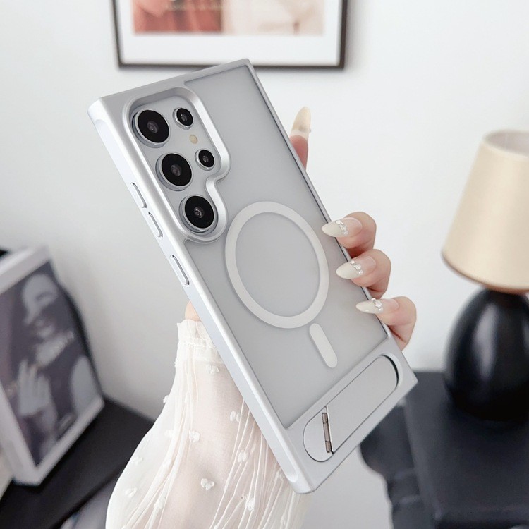 Folding Metal Bracket Phone Case Magnetic Skin Feeling