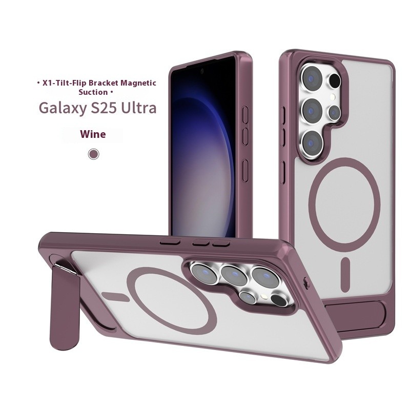 Applicable To S25ultra Magnetic Suction Phone Case Magsafe Oblique Turning Bracket