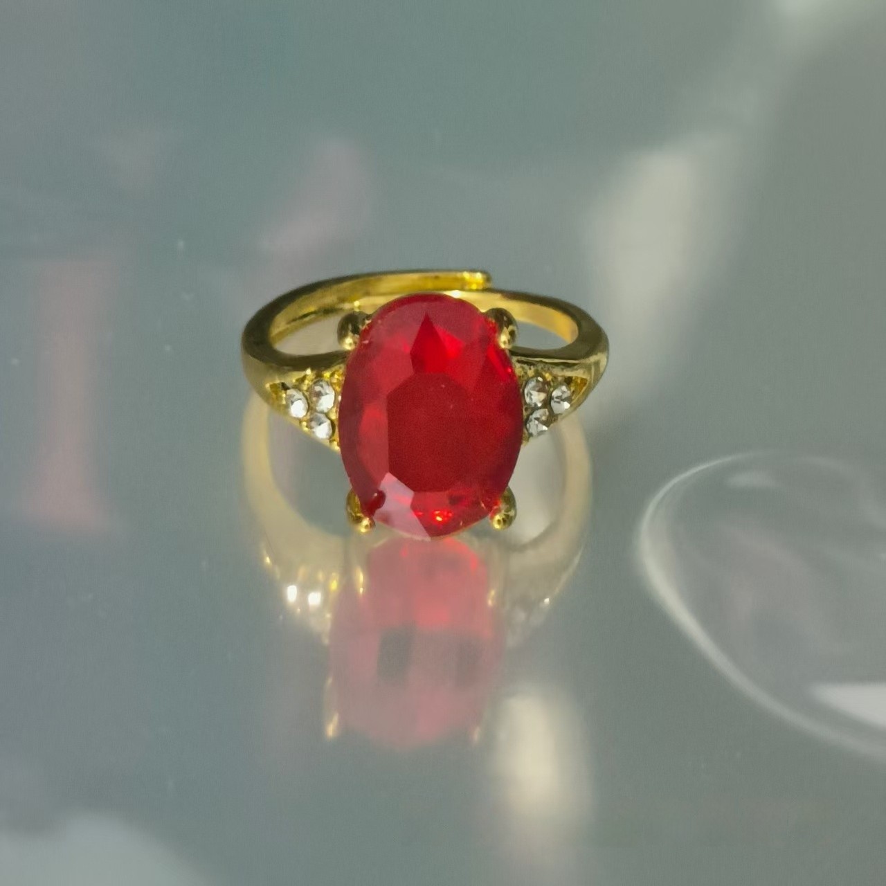 Inlaid Zircon Love Heart-shaped Ring All-match Open Ring