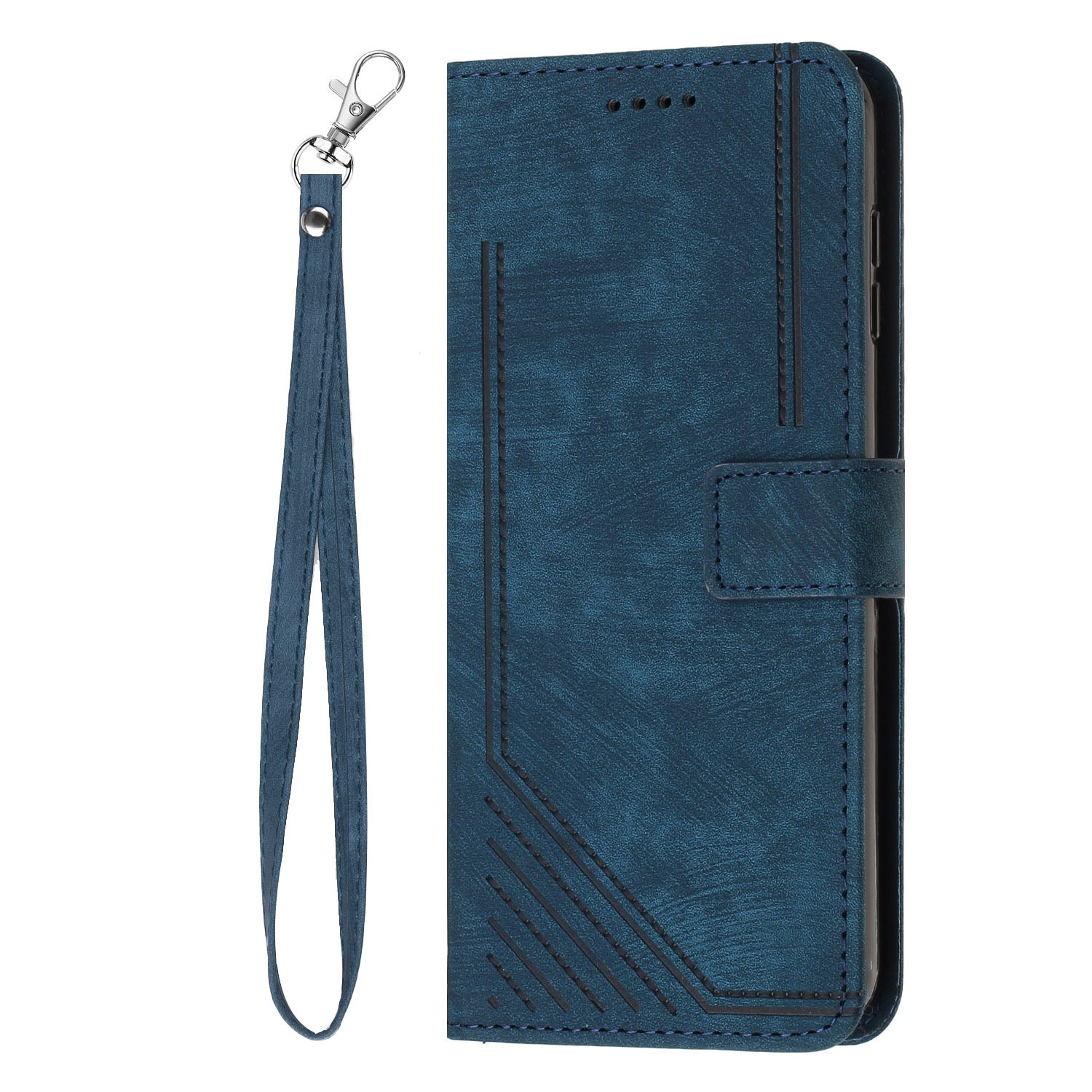 Leather Case Skin Frosted Striped Card Wallet Crossbody Rope