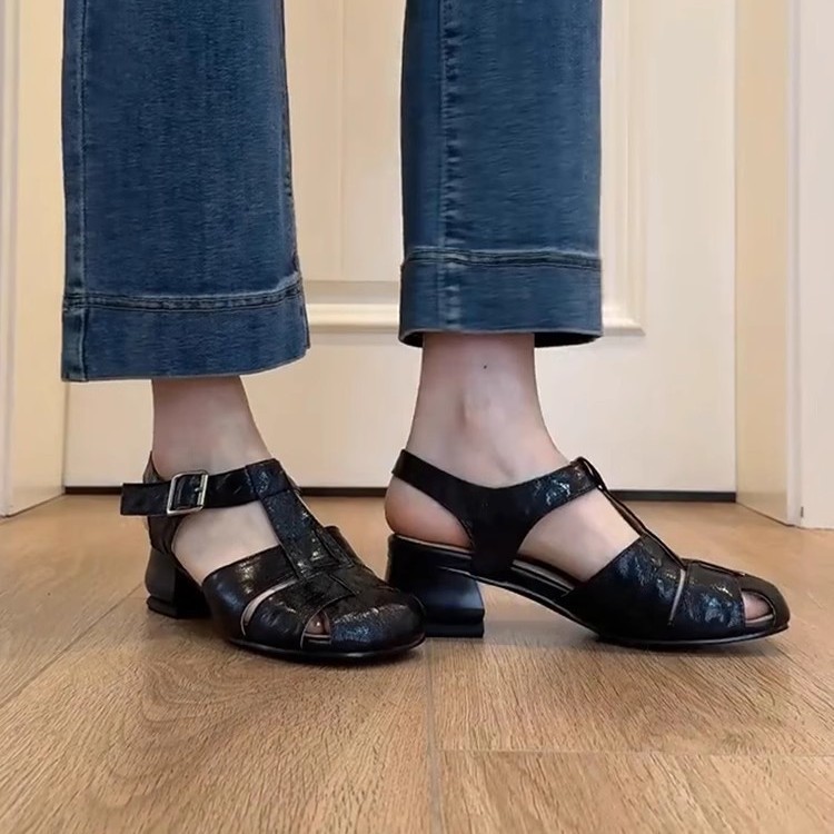 French Gentle Commuter Roman Shoes Women's Outer Wear Woven