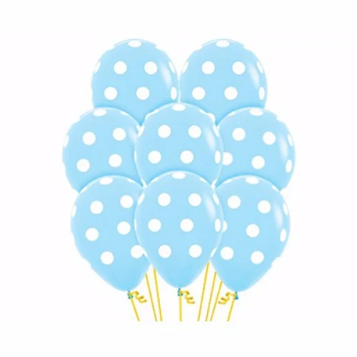 Balloons - Polka Dots on Pastel Blue  - Pack of 12