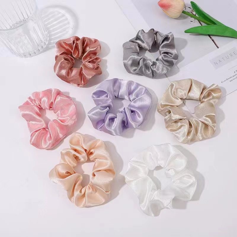 Solid Color Crystal Satin Large Intestine Hair Ring