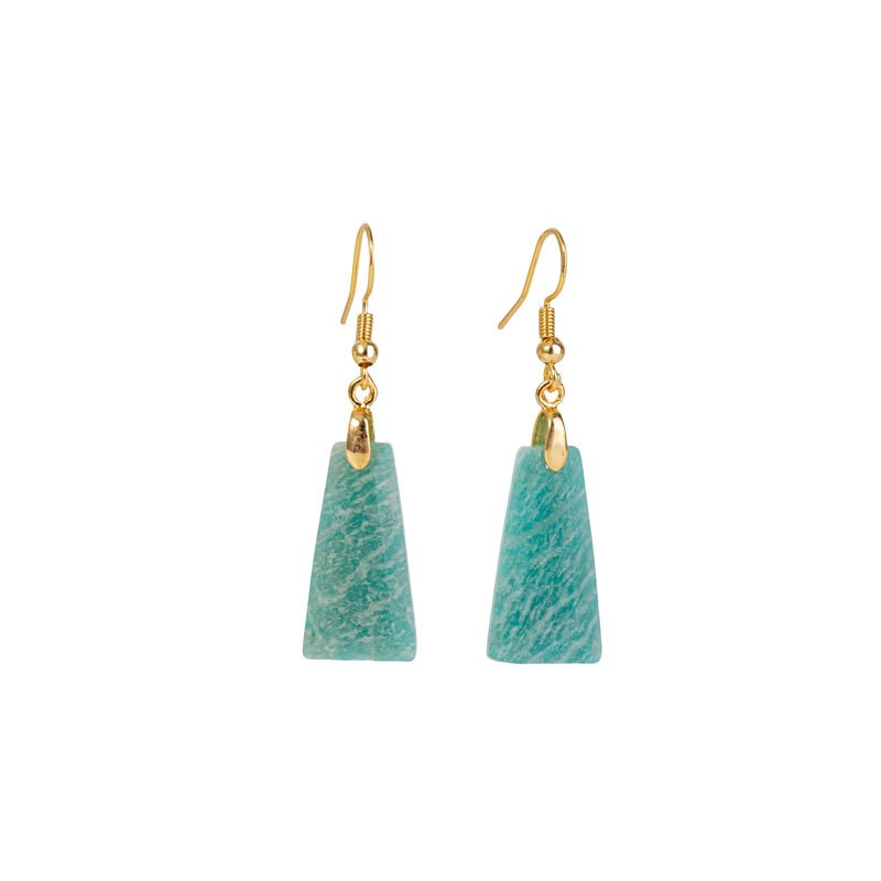 Amazonite Rough Stone Cut Trapezoid Earrings European And American Popular