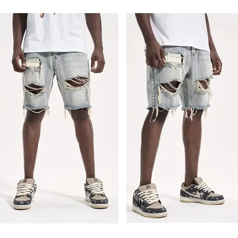 Mens Destroyed Denim Shorts