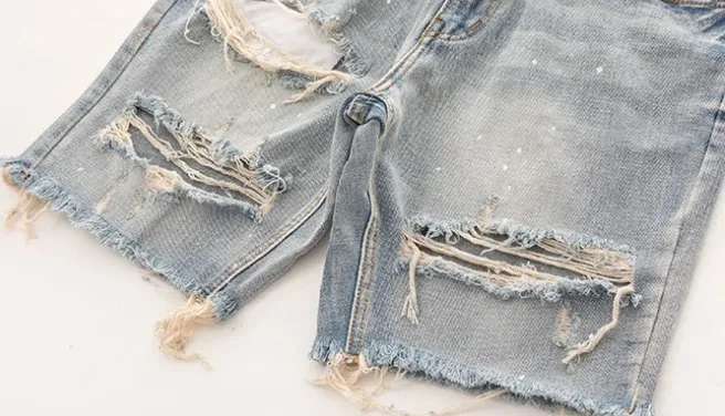 Mens Destroyed Denim Shorts