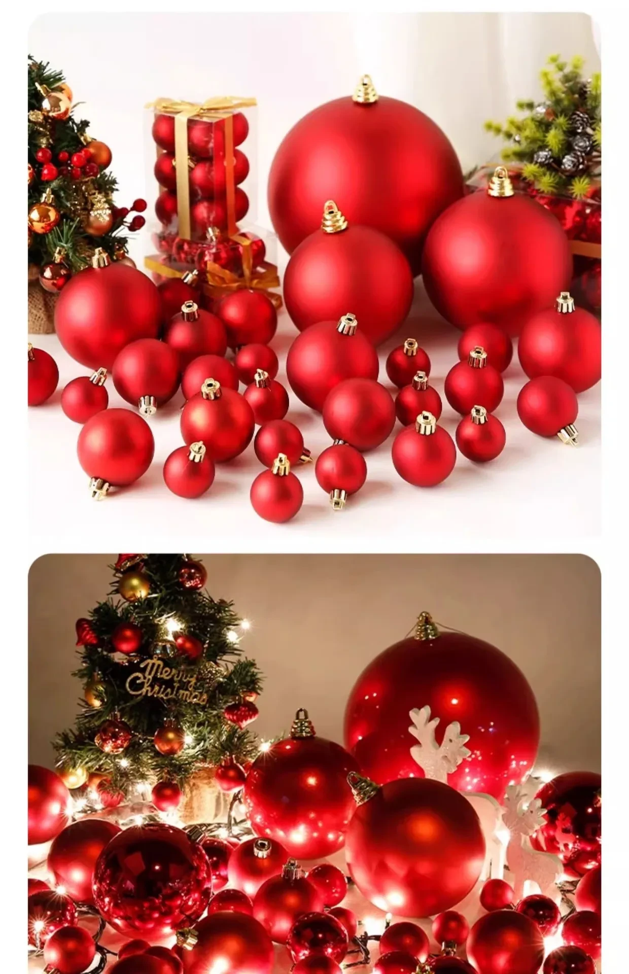 Christmas Decoration Red Ball Electroplating Plastic Christmas Tree Atmosphere Pendant