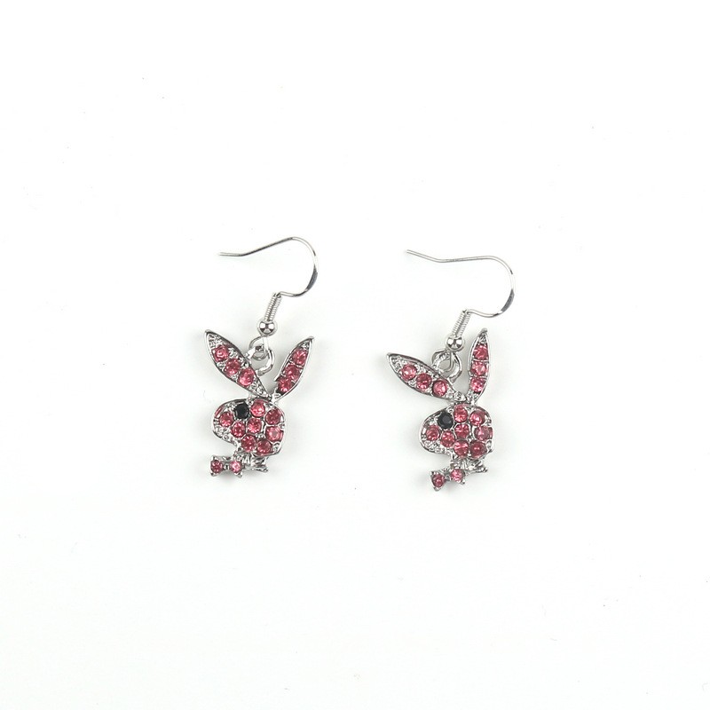 Cute Full Diamond Rabbit Stud Earrings Women