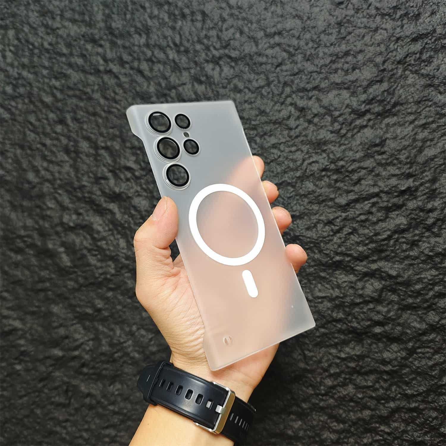 Frameless Magnetic Suction Comes With Lens Protector Frosted Apply Mechanically Phone Case