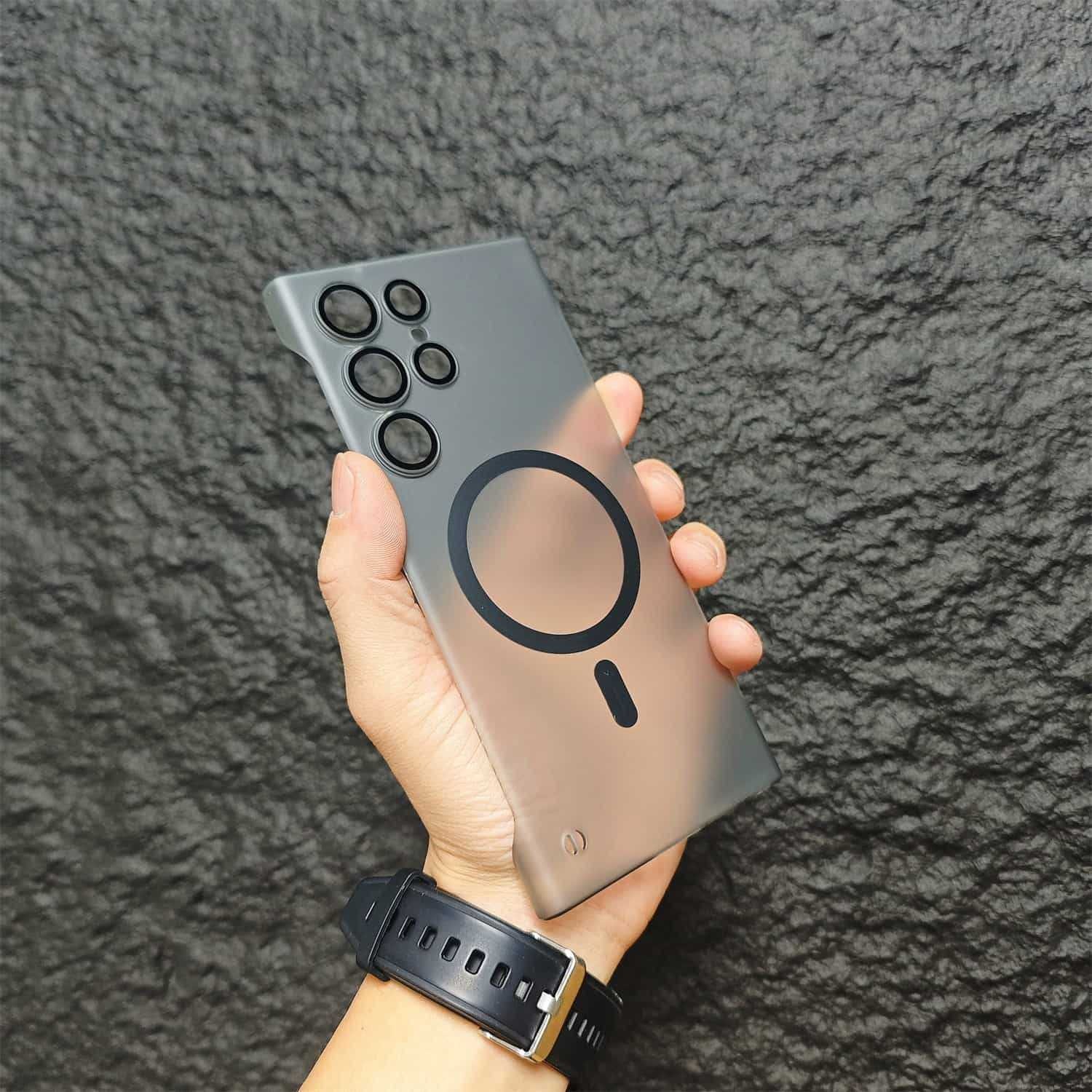 Frameless Magnetic Suction Comes With Lens Protector Frosted Apply Mechanically Phone Case