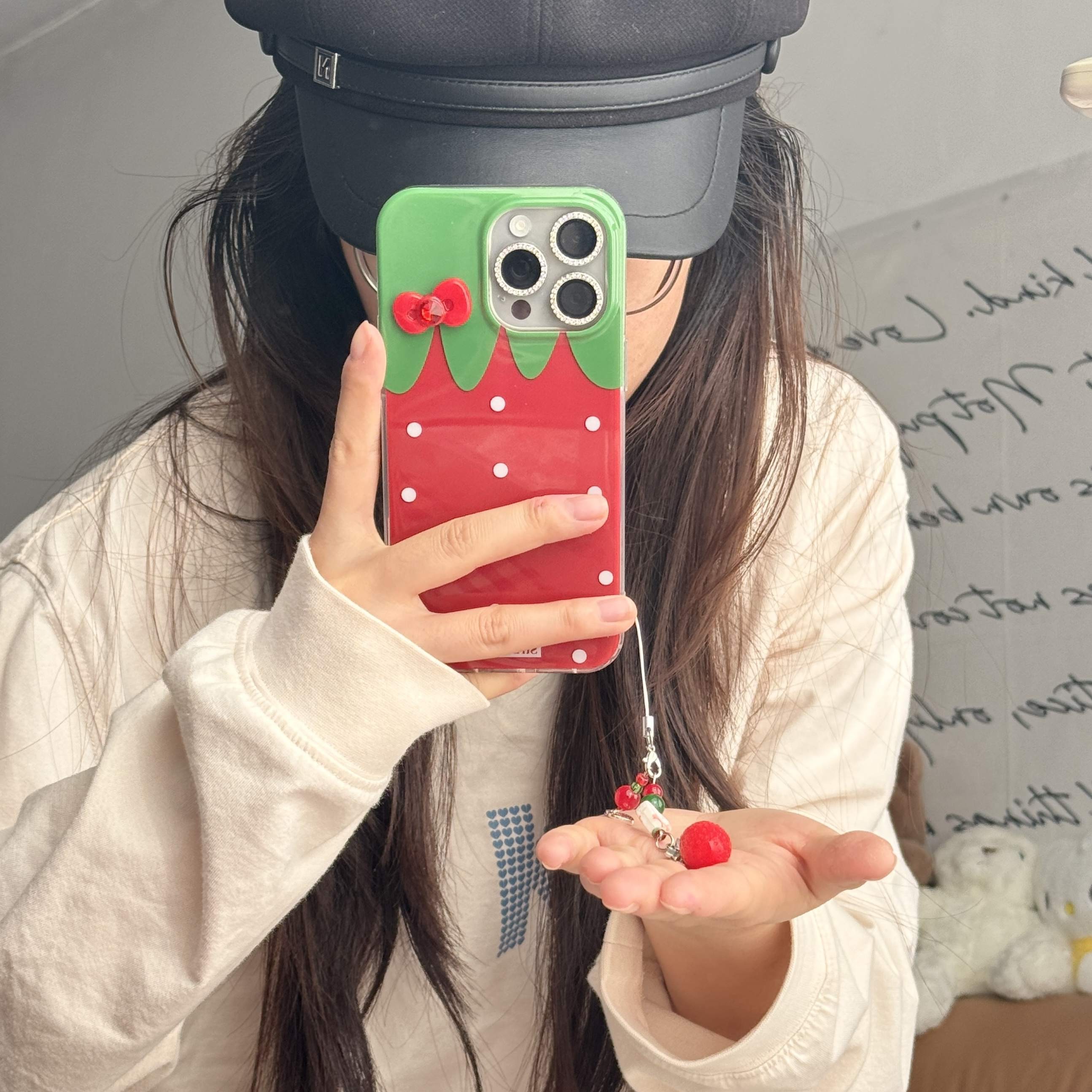 Ins Red Strawberry Silicone Anti Drop Phone Case