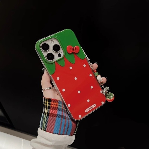 Ins Red Strawberry Silicone Anti Drop Phone Case