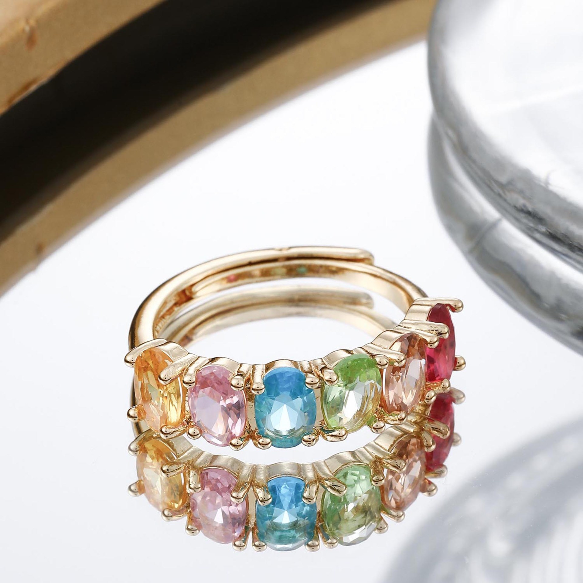 Women's All-match Simple Retro Color Zircon Ring