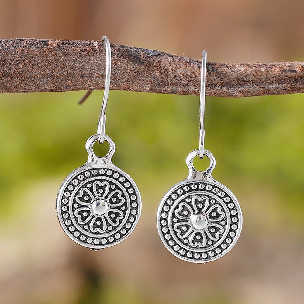 Bohemian Style Retro Round Print Niche Distressed Ethnic Earrings