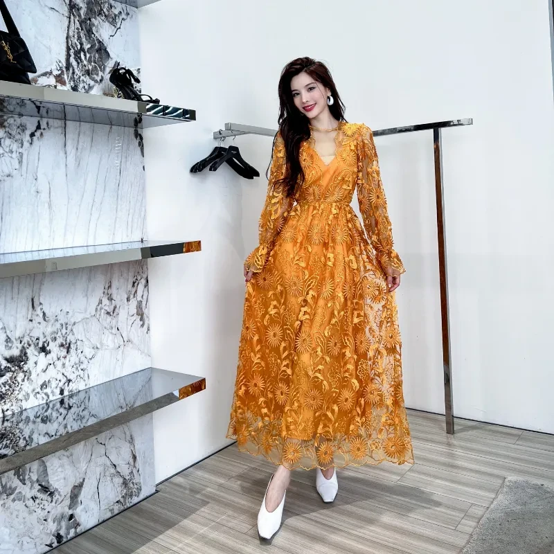 Lace Mesh Maxi Dress