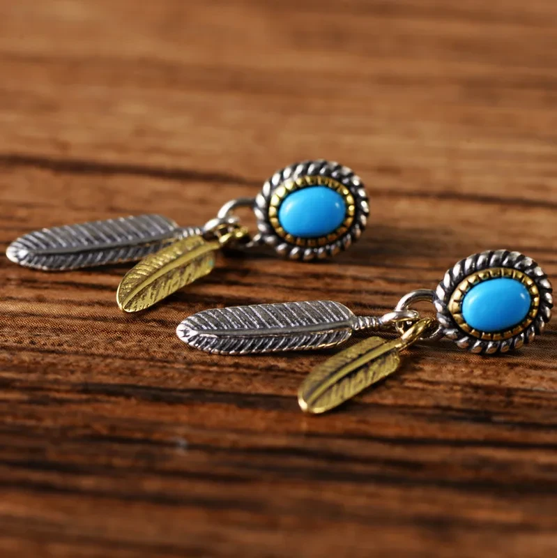 Sterling Silver Vintage Indian Feather Earrings