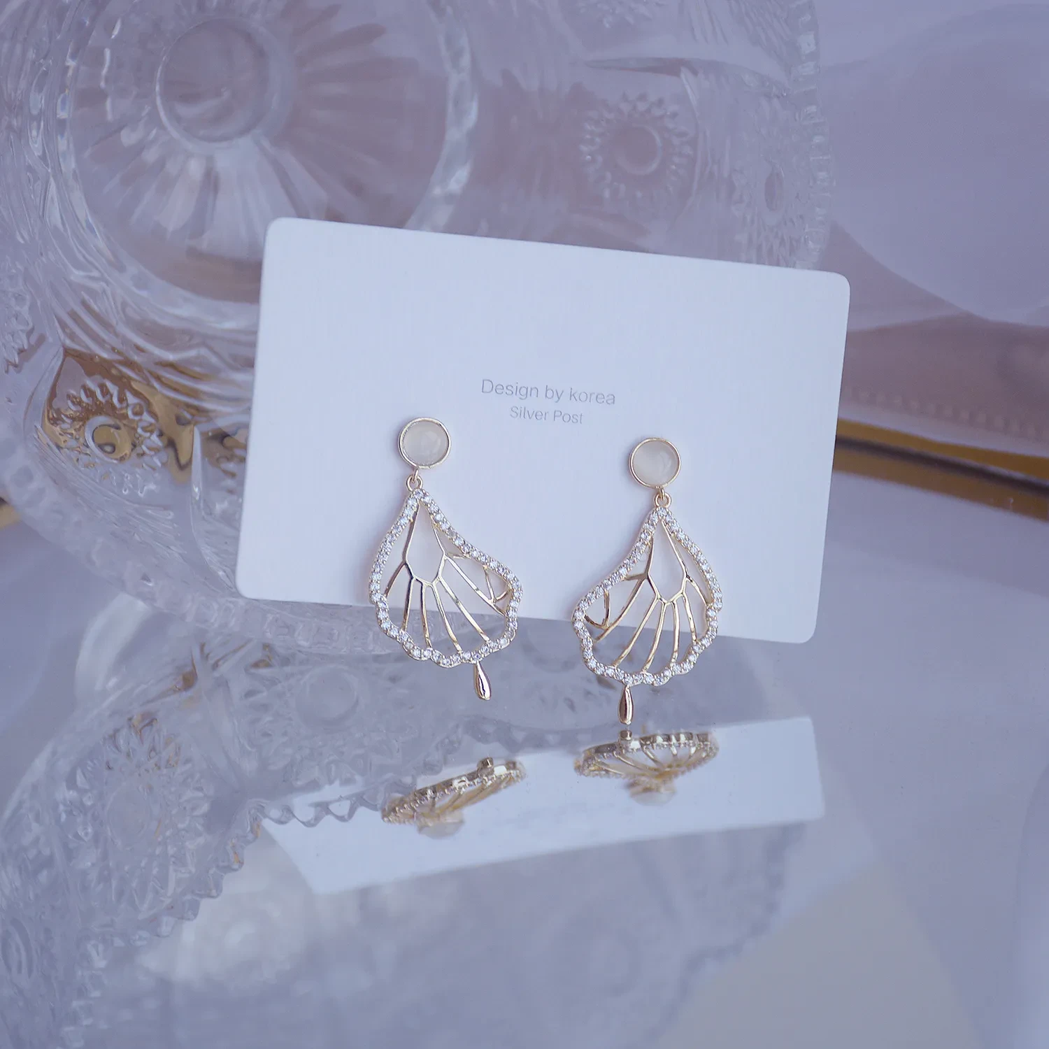 Feather wings fairy cat eye earrings