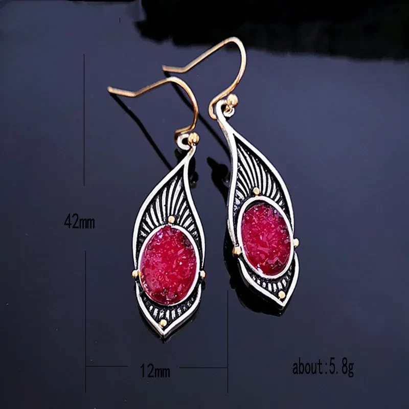 Creative Bird Feather Inlaid Purple Ore Earrings