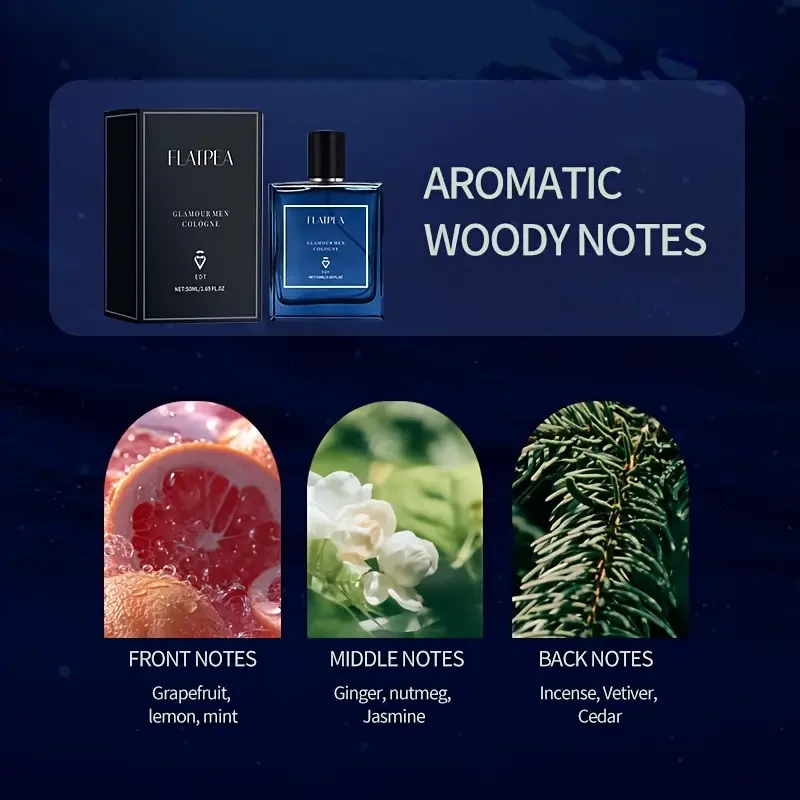 Men's Pheromone Long-Lasting Cologne with Woody Fragrance