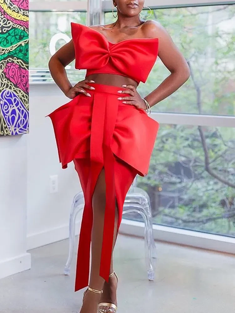 Bow Wrap Bust Off-Shoulder Versatile Crop Top